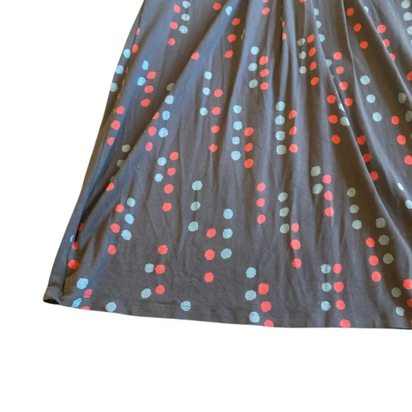 Boden Gathered Band Jersey Stretch Dress Grey Fun Print V-Neck Size 10R Women's - Picture 4 of 11